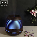 400ml 透かし彫り LED加湿器 木目調 空気清浄機 アロママシン カラフルLEDライト付き EUプラグ UKプラグ USプラグ