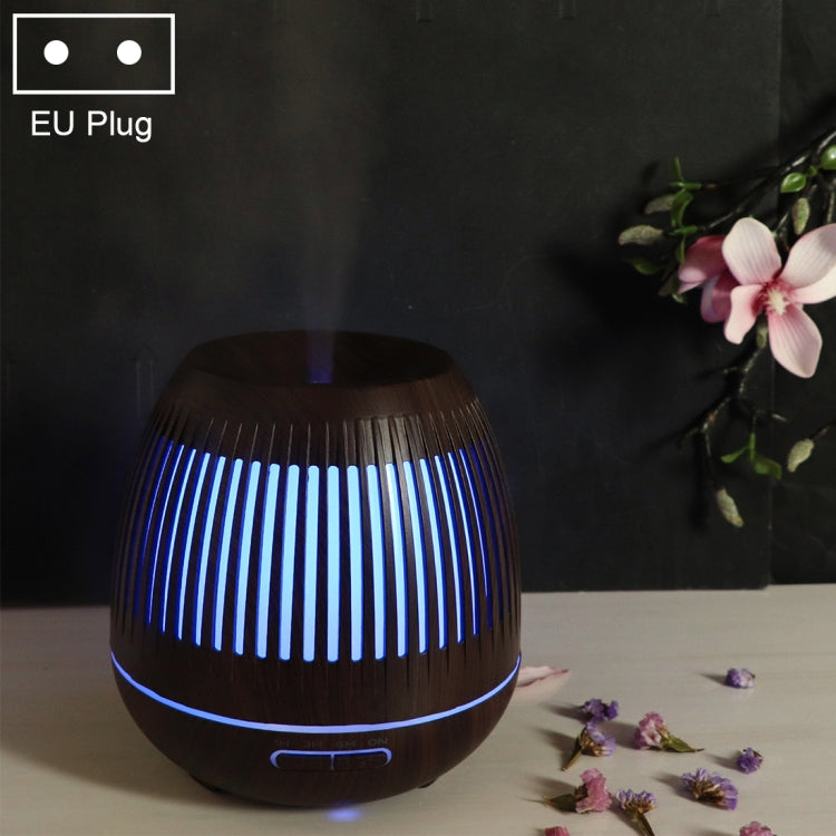 400ml 透かし彫り LED加湿器 木目調 空気清浄機 アロママシン カラフルLEDライト付き EUプラグ UKプラグ USプラグ