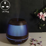 400ml 透かし彫り LED加湿器 木目調 空気清浄機 アロママシン カラフルLEDライト付き EUプラグ UKプラグ USプラグ