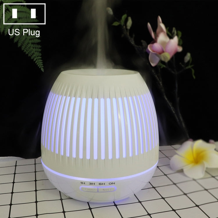 400ml 透かし彫り LED加湿器 木目調 空気清浄機 アロママシン カラフルLEDライト付き EUプラグ UKプラグ USプラグ