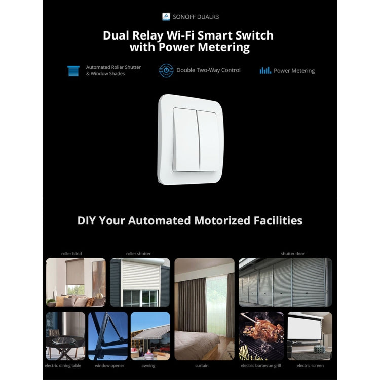 Sonoff DUALR3 デュアル方式制御 WiFiスマートスイッチモジュール、DUALR3