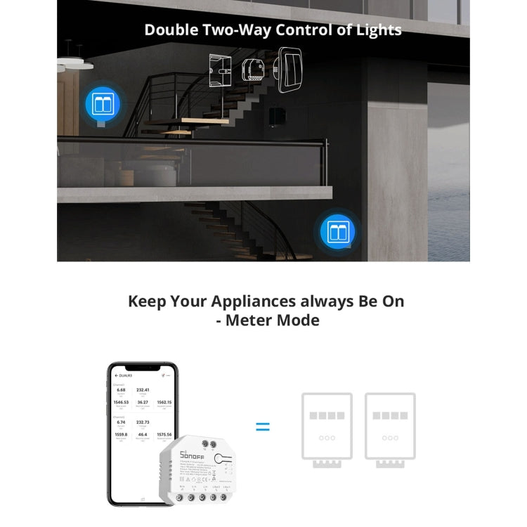 Sonoff DUALR3 デュアル方式制御 WiFiスマートスイッチモジュール、DUALR3