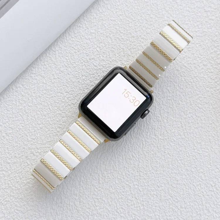 セラミック ワンビーズ スチール ストラップ 時計バンド、Apple Watch シリーズ 7 41mm / 6&SE&5&4 40mm / 3&2&1 38mm、7 45mm / 6&SE&5&4 44mm / 3&2&1 42mm 用