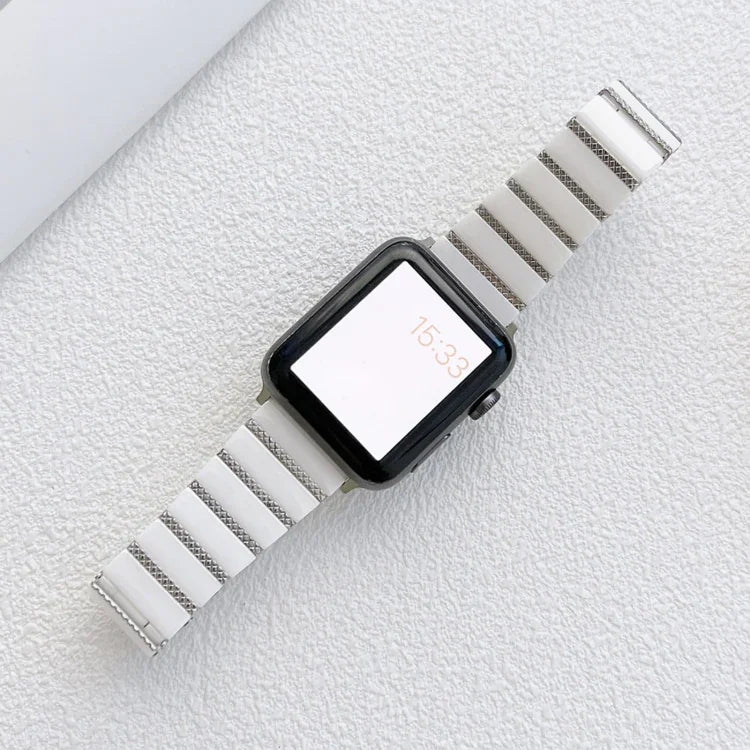 セラミック ワンビーズ スチール ストラップ 時計バンド、Apple Watch シリーズ 7 41mm / 6&SE&5&4 40mm / 3&2&1 38mm、7 45mm / 6&SE&5&4 44mm / 3&2&1 42mm 用