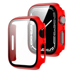 2-in-1 PCフレーム + 強化ガラス プロテクターケース、Apple Watch シリーズ 9 / 8 / 7 41mm 用、Apple Watch シリーズ 8 / 7 45mm 用