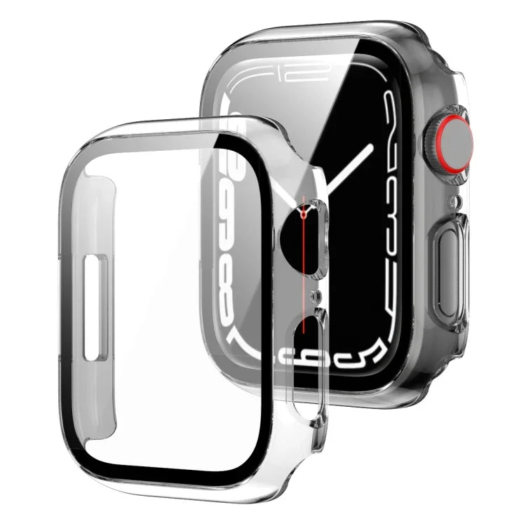 2-in-1 PCフレーム + 強化ガラス プロテクターケース、Apple Watch シリーズ 9 / 8 / 7 41mm 用、Apple Watch シリーズ 8 / 7 45mm 用