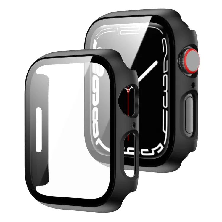 2-in-1 PCフレーム + 強化ガラス プロテクターケース、Apple Watch シリーズ 9 / 8 / 7 41mm 用、Apple Watch シリーズ 8 / 7 45mm 用