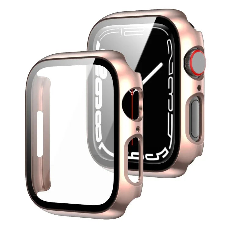 2-in-1 PCフレーム + 強化ガラス プロテクターケース、Apple Watch シリーズ 9 / 8 / 7 41mm 用、Apple Watch シリーズ 8 / 7 45mm 用