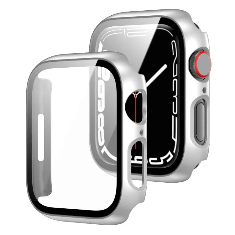 2-in-1 PCフレーム + 強化ガラス プロテクターケース、Apple Watch シリーズ 9 / 8 / 7 41mm 用、Apple Watch シリーズ 8 / 7 45mm 用