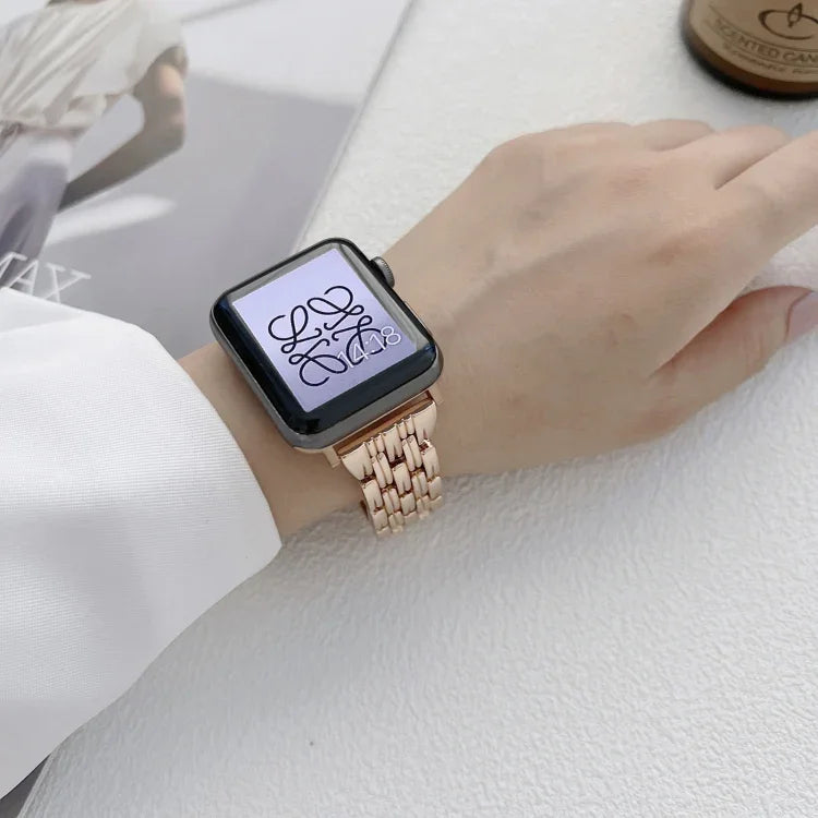 Apple Watchシリーズ用ファイブバーツライプステンレススチールストラップバンド、7 41mm / 6&SE&5&4 40mm / 3&2&1 38mm、7 45mm / 6&SE&5&4 44mm / 3&2&1 42mm