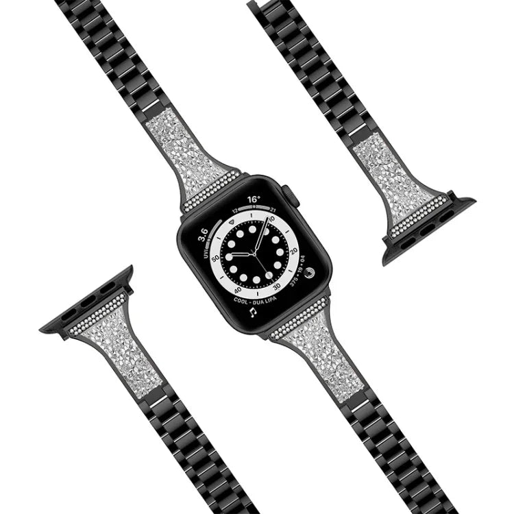 Apple Watchシリーズ用ダイヤモンド装飾レザーストラップバンド、7 41mm / 6&SE&5&4 40mm / 3&2&1 38mm、7 45mm / 6&SE&5&4 44mm / 3&2&1 42mm