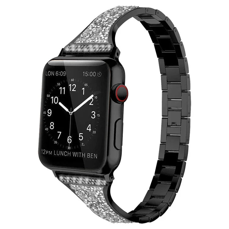 Apple Watchシリーズ用ダイヤモンド装飾レザーストラップバンド、7 41mm / 6&SE&5&4 40mm / 3&2&1 38mm、7 45mm / 6&SE&5&4 44mm / 3&2&1 42mm