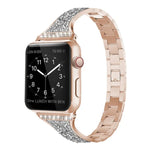 Apple Watchシリーズ用ダイヤモンド装飾レザーストラップバンド、7 41mm / 6&SE&5&4 40mm / 3&2&1 38mm、7 45mm / 6&SE&5&4 44mm / 3&2&1 42mm