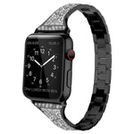 Apple Watchシリーズ用ダイヤモンド装飾レザーストラップバンド、7 41mm / 6&SE&5&4 40mm / 3&2&1 38mm、7 45mm / 6&SE&5&4 44mm / 3&2&1 42mm