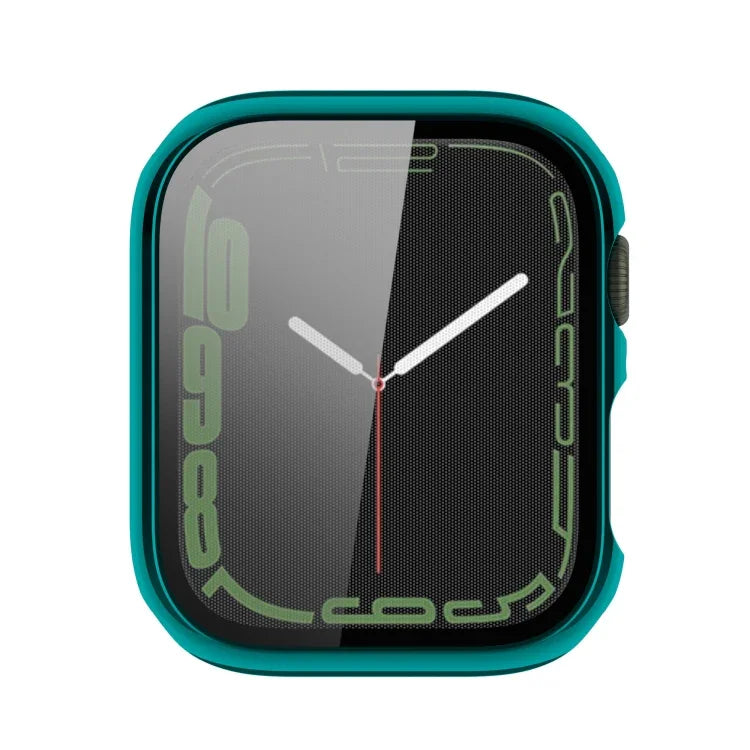 電気めっき耐衝撃PC保護ケースと強化ガラスフィルム、Apple Watchシリーズ9 / 8 / 7 41mm用、Apple Watchシリーズ9 / 8 / 7 45mm用