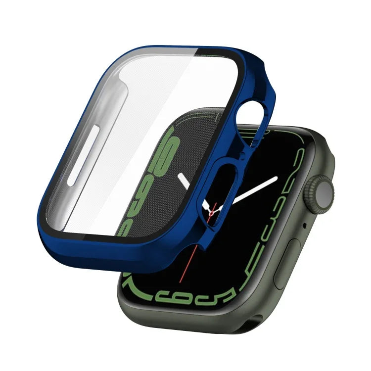 電気めっき耐衝撃PC保護ケースと強化ガラスフィルム、Apple Watchシリーズ9 / 8 / 7 41mm用、Apple Watchシリーズ9 / 8 / 7 45mm用