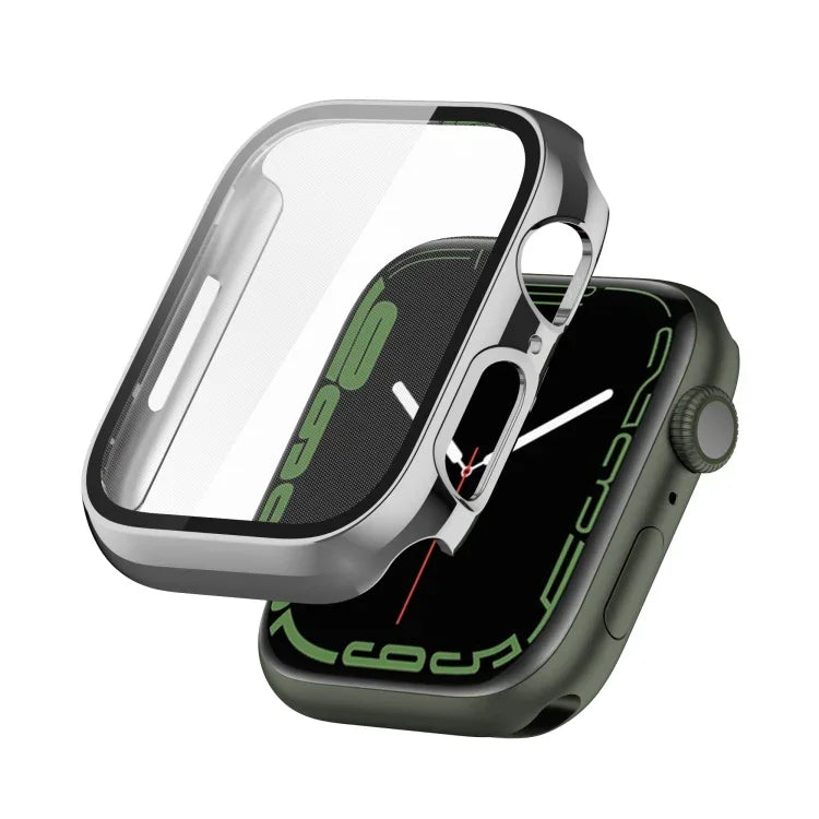 電気めっき耐衝撃PC保護ケースと強化ガラスフィルム、Apple Watchシリーズ9 / 8 / 7 41mm用、Apple Watchシリーズ9 / 8 / 7 45mm用
