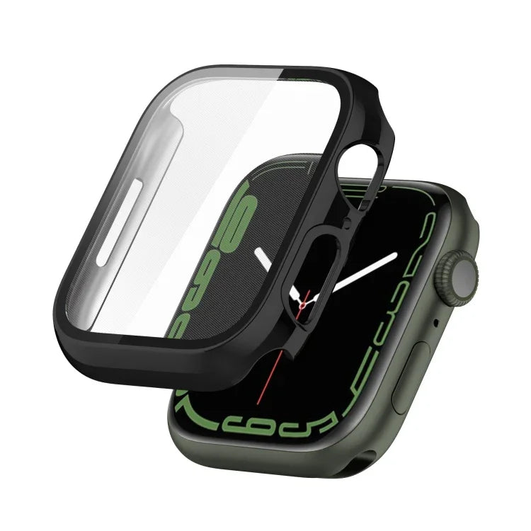 電気めっき耐衝撃PC保護ケースと強化ガラスフィルム、Apple Watchシリーズ9 / 8 / 7 41mm用、Apple Watchシリーズ9 / 8 / 7 45mm用