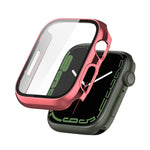 電気めっき耐衝撃PC保護ケースと強化ガラスフィルム、Apple Watchシリーズ9 / 8 / 7 41mm用、Apple Watchシリーズ9 / 8 / 7 45mm用