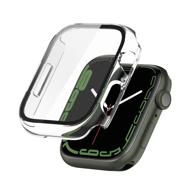 電気めっき耐衝撃PC保護ケースと強化ガラスフィルム、Apple Watchシリーズ9 / 8 / 7 41mm用、Apple Watchシリーズ9 / 8 / 7 45mm用