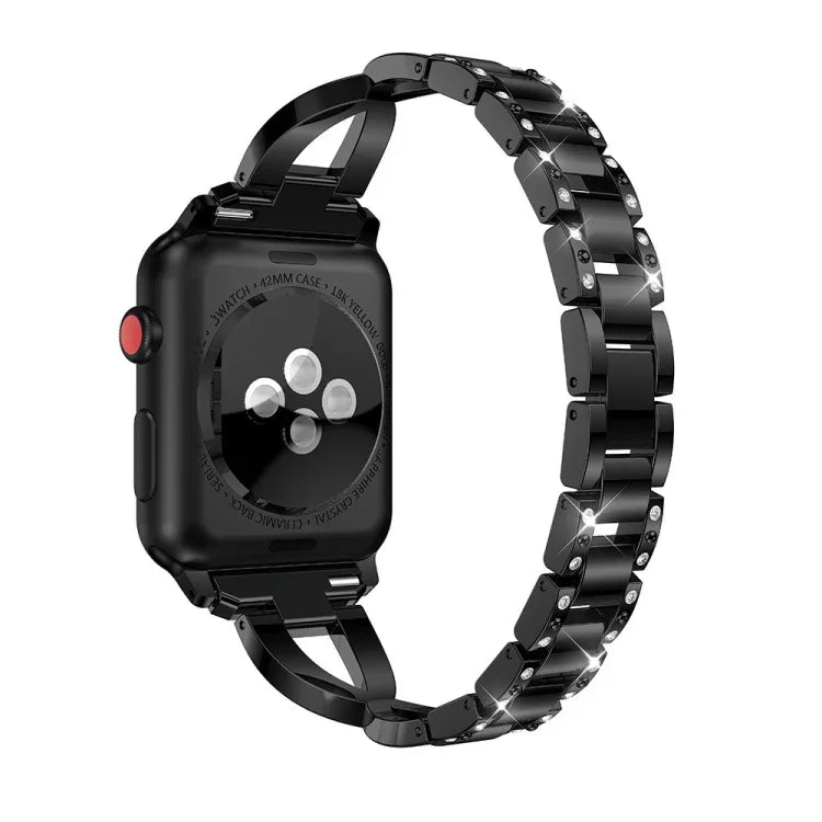 Apple Watchシリーズ用ダイヤモンド装飾ステンレススチールストラップバンド、7 41mm / 6&SE&5&4 40mm / 3&2&1 38mm、7 45mm / 6&SE&5&4 44mm / 3&2&1 42mm