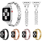 Apple Watchシリーズ用ダイヤモンド装飾ステンレススチールストラップバンド、7 41mm / 6&SE&5&4 40mm / 3&2&1 38mm、7 45mm / 6&SE&5&4 44mm / 3&2&1 42mm