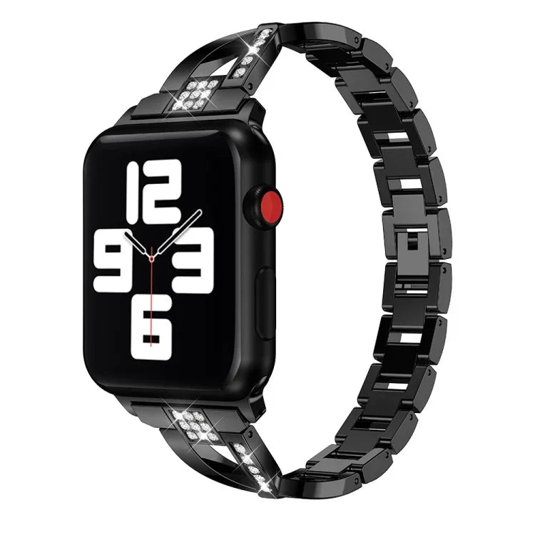 Apple Watchシリーズ用ダイヤモンド装飾ステンレススチールストラップバンド、7 41mm / 6&SE&5&4 40mm / 3&2&1 38mm、7 45mm / 6&SE&5&4 44mm / 3&2&1 42mm