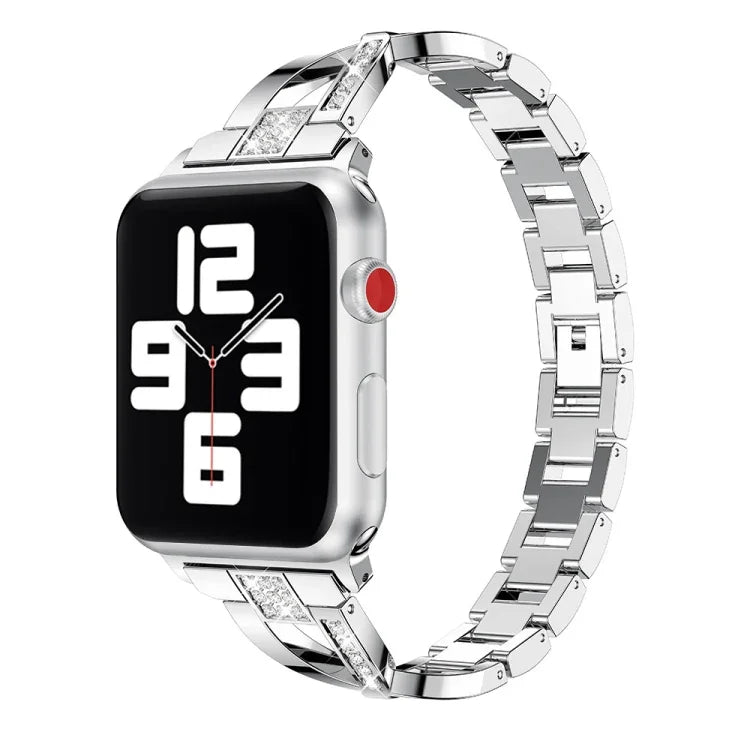 Apple Watchシリーズ用ダイヤモンド装飾ステンレススチールストラップバンド、7 41mm / 6&SE&5&4 40mm / 3&2&1 38mm、7 45mm / 6&SE&5&4 44mm / 3&2&1 42mm