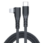 6A PD 20W USB-C / Type-C to 8ピン エルボー モバイルフォンデータケーブル、1m、2m