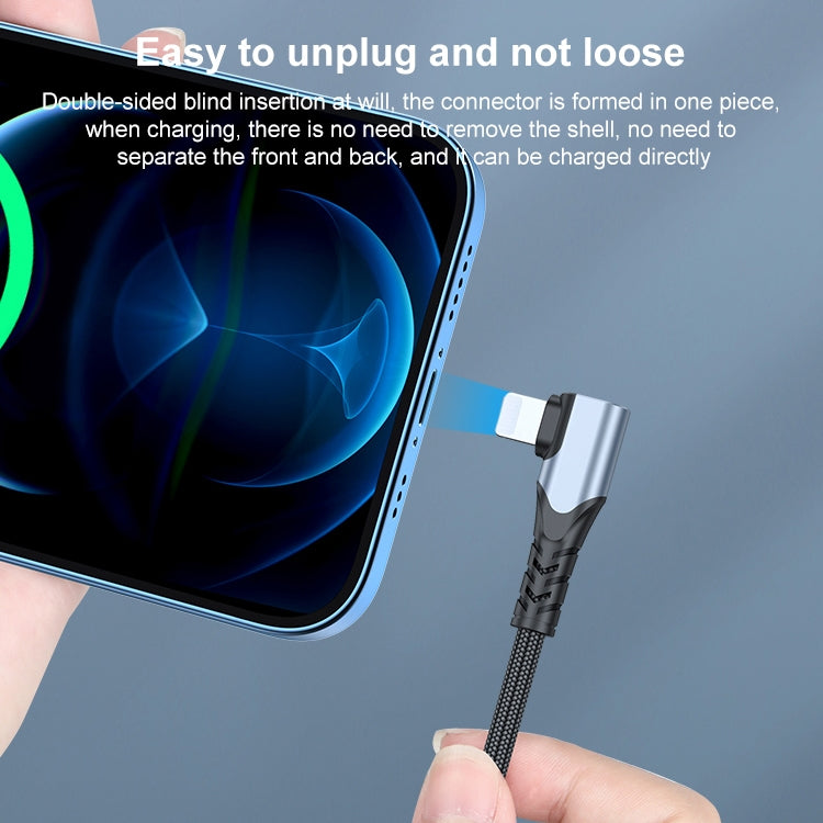 6A PD 20W USB-C / Type-C to 8ピン エルボー モバイルフォンデータケーブル、1m、2m