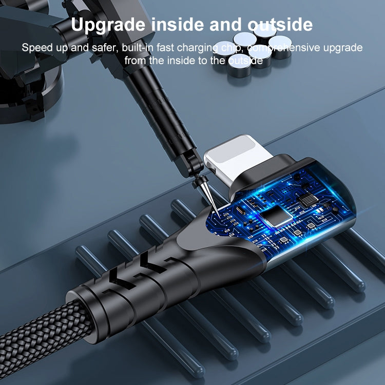 6A PD 20W USB-C / Type-C to 8ピン エルボー モバイルフォンデータケーブル、1m、2m