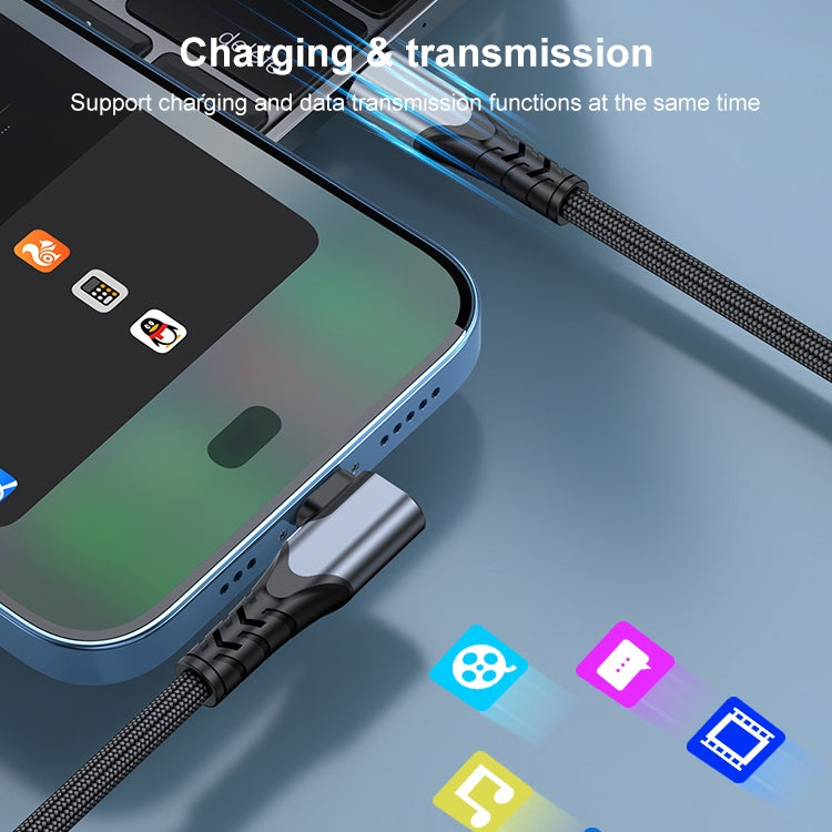 6A PD 20W USB-C / Type-C to 8ピン エルボー モバイルフォンデータケーブル、1m、2m