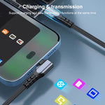 6A PD 20W USB-C / Type-C to 8ピン エルボー モバイルフォンデータケーブル、1m、2m