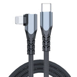 6A PD 20W USB-C / Type-C to 8ピン エルボー モバイルフォンデータケーブル、1m、2m