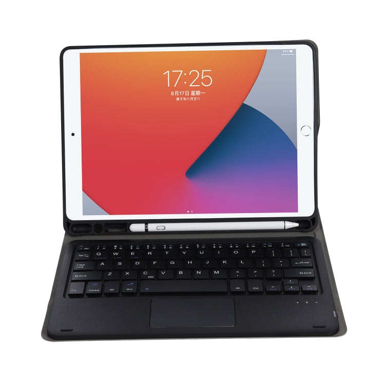 A07B-A ラムスキンテクスチャ スクエアキーキャップ Bluetoothキーボードレザーケース タッチコントロール付き iPad用 iPad 9.7 2018 & 2017 / Pro 9.7インチ / Air 2 / iPad Pro 10.5インチ / 10.2 2021 & 2020 & 2019 / Air 3対応