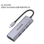 amalink 95119D Type-C / USB-C to 4ポートUSB + PD 3.0 多機能ハブドッキングステーション、95119D