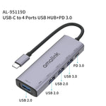 amalink 95119D Type-C / USB-C to 4ポートUSB + PD 3.0 多機能ハブドッキングステーション、95119D