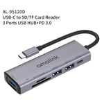 amalink 95120D Type-C / USB-C to SD/TF + 3ポートUSB + PD 3.0 多機能ハブドッキングステーション、95120D