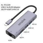 amalink 95122D Type-C / USB-C to RJ45 + 2ポートUSB + PD 3.0 多機能ハブ、95122D