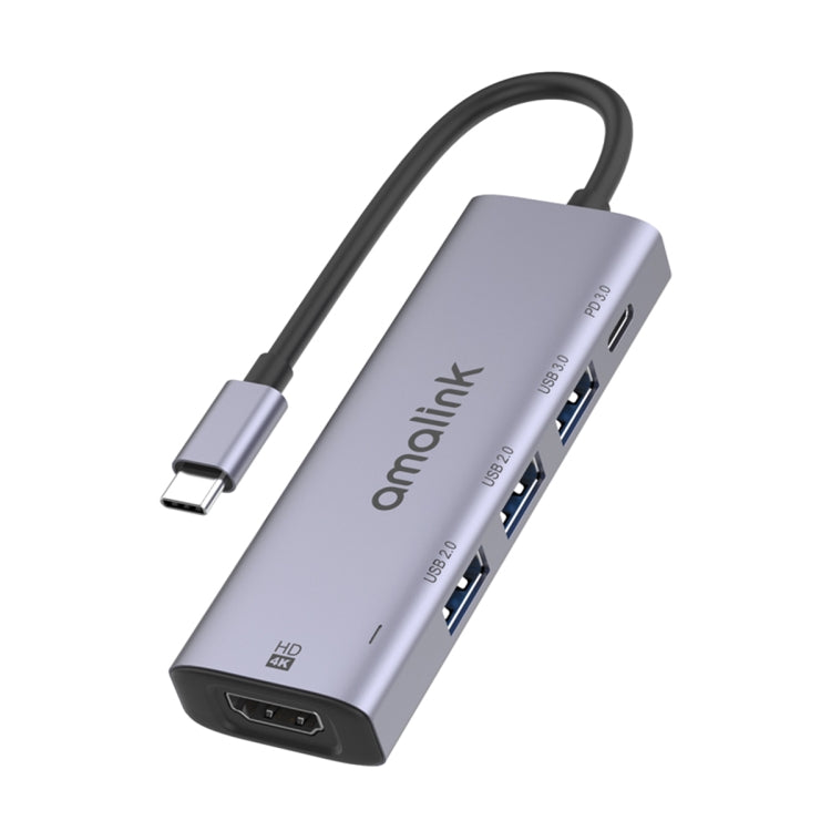 amalink 95123D Type-C / USB-C to HDMI + 3ポートUSB + PD 3.0 多機能ハブ、95123D