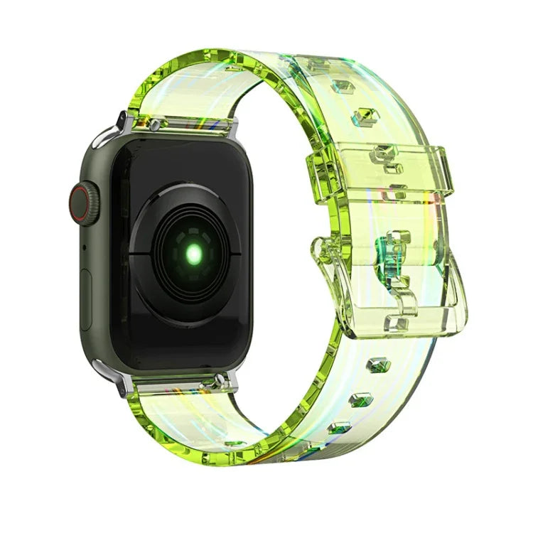 Apple Watchシリーズ用カラフル透明シリコンウォッチバンド、7 45mm / 6 & SE & 5 & 4 44mm / 3 & 2 & 1 42mm、7 41mm / 6 & SE & 5 & 4 40mm / 3 & 2 & 1 38mm