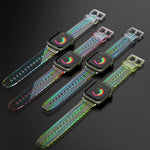 Apple Watchシリーズ用カラフル透明シリコンウォッチバンド、7 45mm / 6 & SE & 5 & 4 44mm / 3 & 2 & 1 42mm、7 41mm / 6 & SE & 5 & 4 40mm / 3 & 2 & 1 38mm