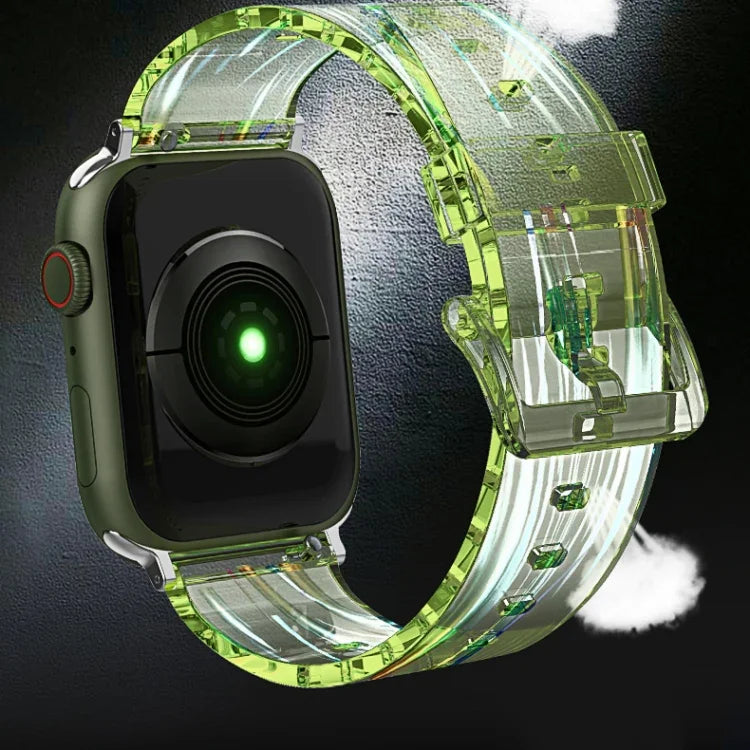 Apple Watchシリーズ用カラフル透明シリコンウォッチバンド、7 45mm / 6 & SE & 5 & 4 44mm / 3 & 2 & 1 42mm、7 41mm / 6 & SE & 5 & 4 40mm / 3 & 2 & 1 38mm