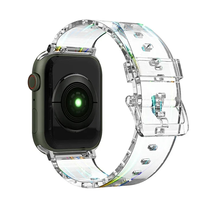Apple Watchシリーズ用カラフル透明シリコンウォッチバンド、7 45mm / 6 & SE & 5 & 4 44mm / 3 & 2 & 1 42mm、7 41mm / 6 & SE & 5 & 4 40mm / 3 & 2 & 1 38mm