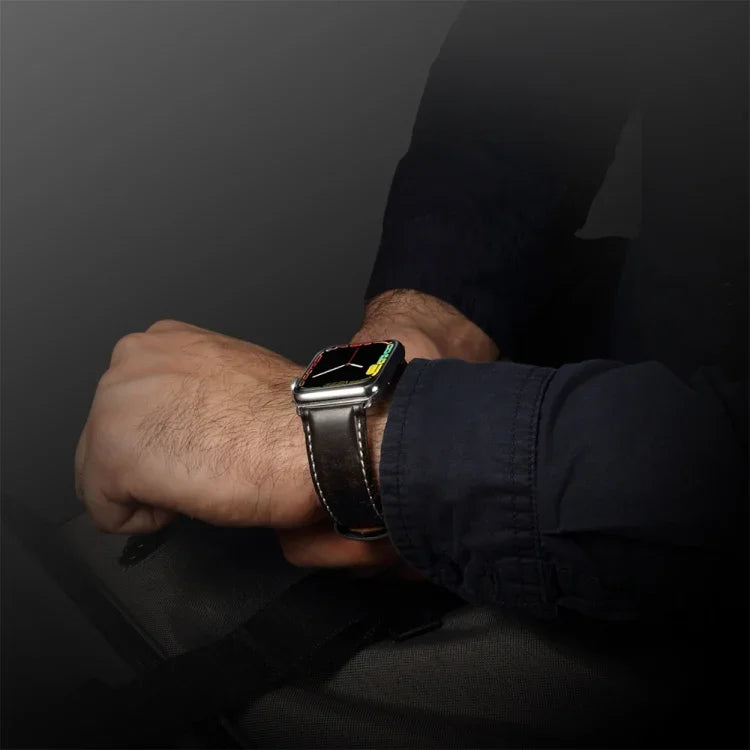 オイルワックスレトロカウハイドストラップウォッチバンド、Apple Watch Series対応、Apple Watch Series 5対応