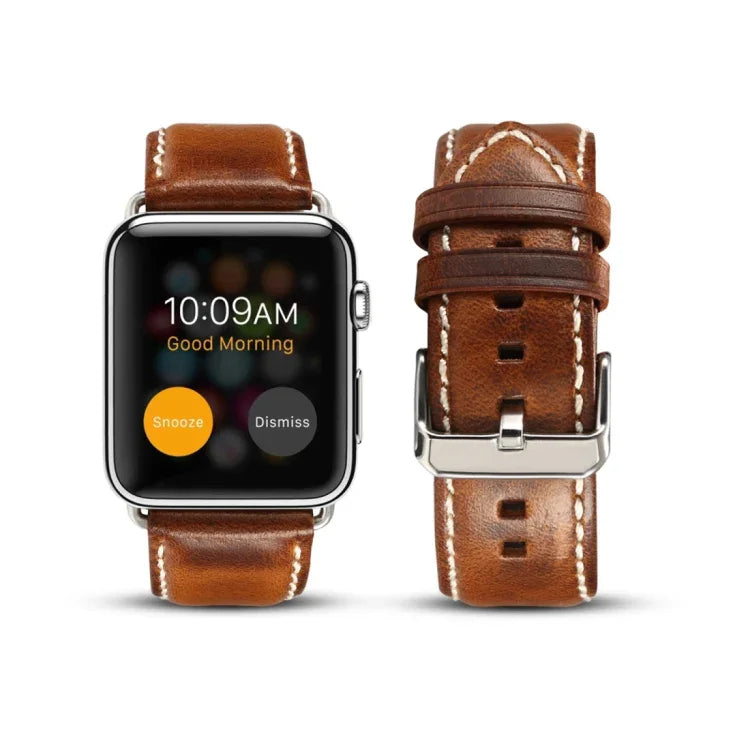 オイルワックスレトロカウハイドストラップウォッチバンド、Apple Watch Series対応、Apple Watch Series 5対応