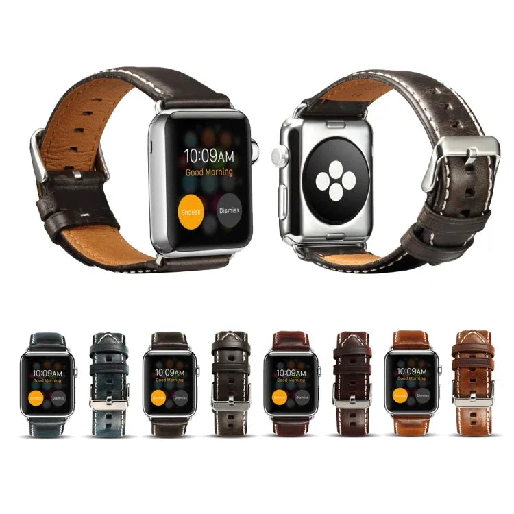 オイルワックスレトロカウハイドストラップウォッチバンド、Apple Watch Series対応、Apple Watch Series 5対応