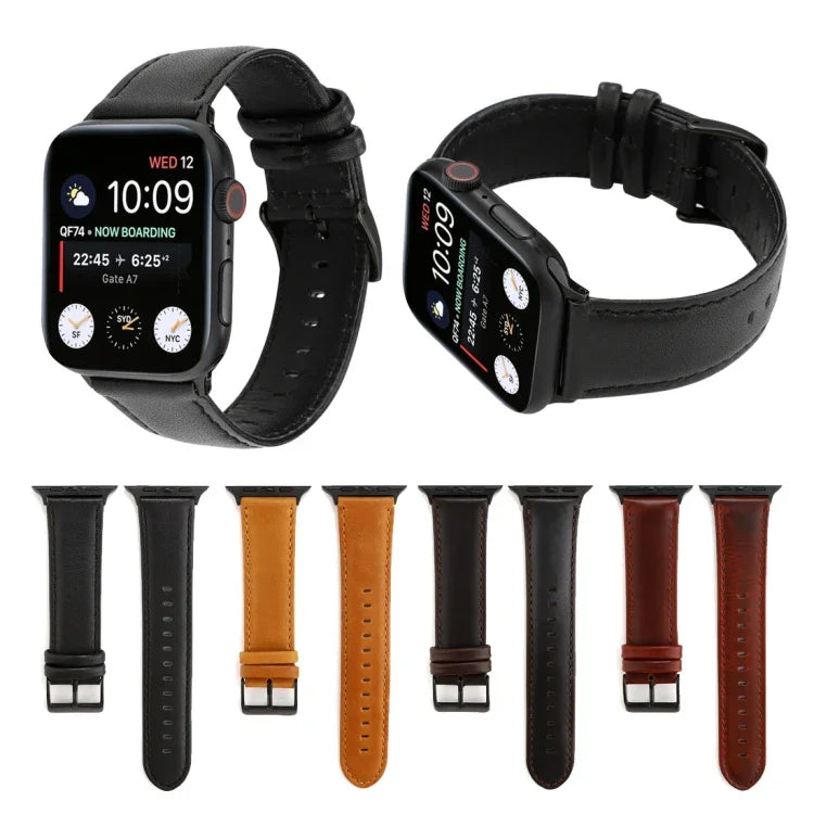 オイルワックスクレイジーホーステクスチャ本革ストラップ、Apple Watch Series対応、Apple Watch Series 5対応