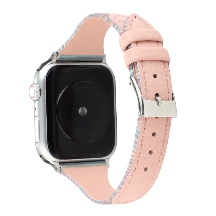 ステッチストライプ本革ストラップウォッチバンド、Apple Watch Series対応、Apple Watch Series 5対応