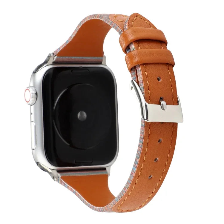 ステッチストライプ本革ストラップウォッチバンド、Apple Watch Series対応、Apple Watch Series 5対応